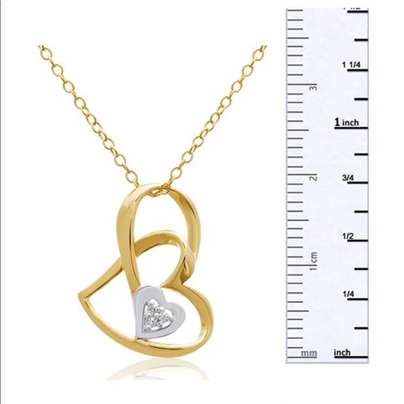 14K Diamond Floating Heart Necklace Valentine - Picture 4 of 10